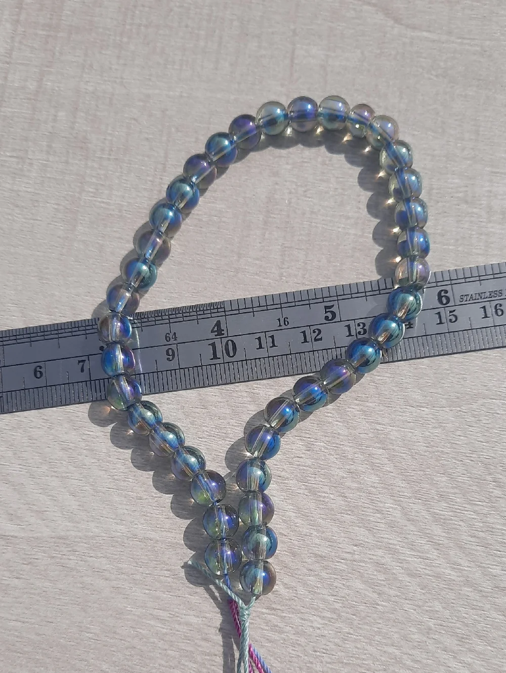 8mm Aura Coated Mermaid Glass Bead Strand - 10